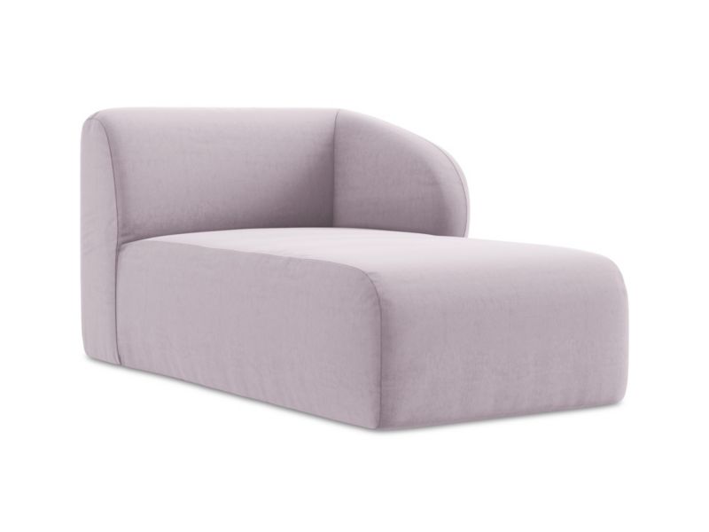 Szezlong prawostronny LaMiaSofa CERVO z tkaniny welwetowej 91x166 cm lawendowy 1 szt.