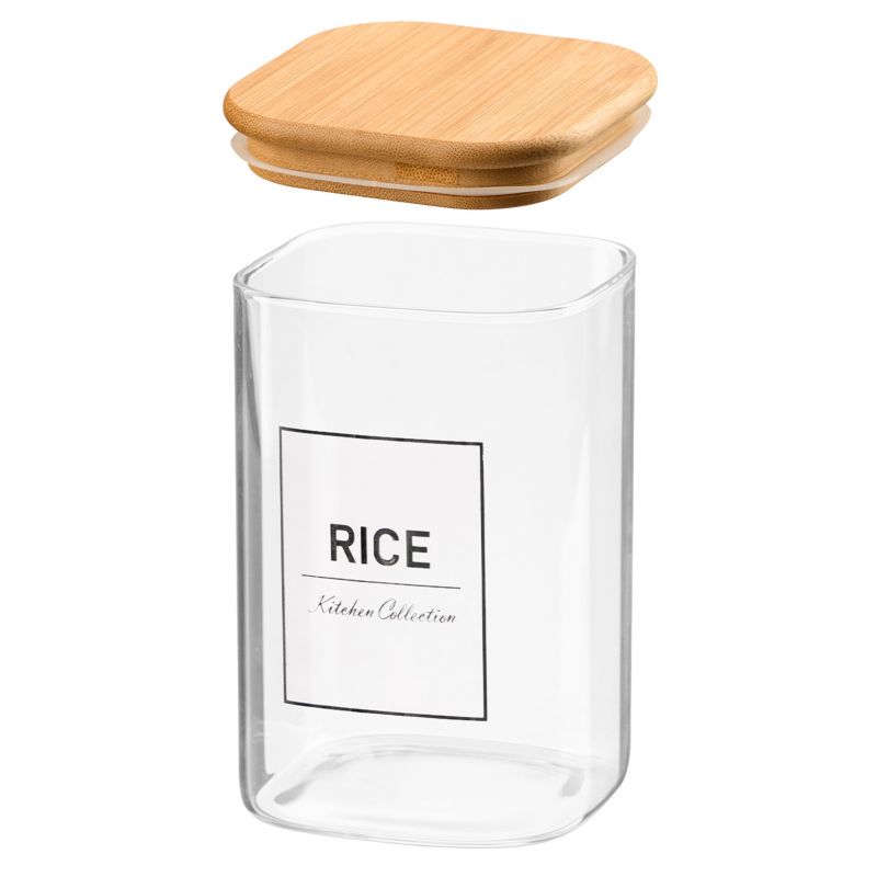 Pojemnik Na Ryż Vivalto Szklany Bambusowa Pokrywka 1.2 L 1Szt.