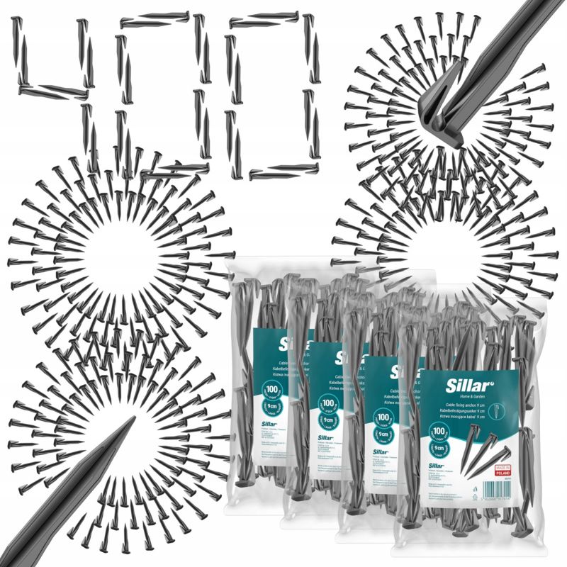 400x Szpilki Sillar śledzie kołki kotwy do przewodu kabla robota koszącego