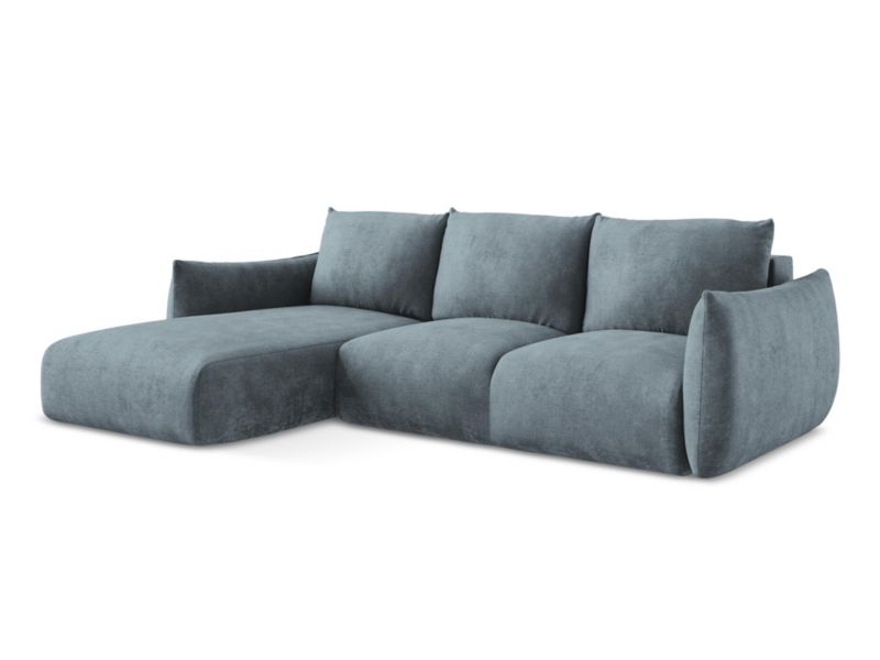 Narożnik lewostronny z funkcją spania LaMiaSofa SAVONA z tkaniny szenilowej 242x162 cm jeans 1 szt.