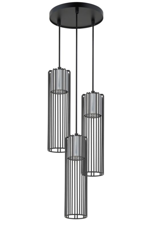 Lampa wisząca Sigma Lighting Fobia 2458 czarno-srebrna dekoracyjna 3xGU10 x 1 szt.