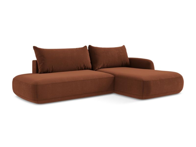 Narożnik prawostronny z funkcją spania LaMiaSofa Amalfi z tkaniny strukturalnej 300x190 cm terakota 1 szt.