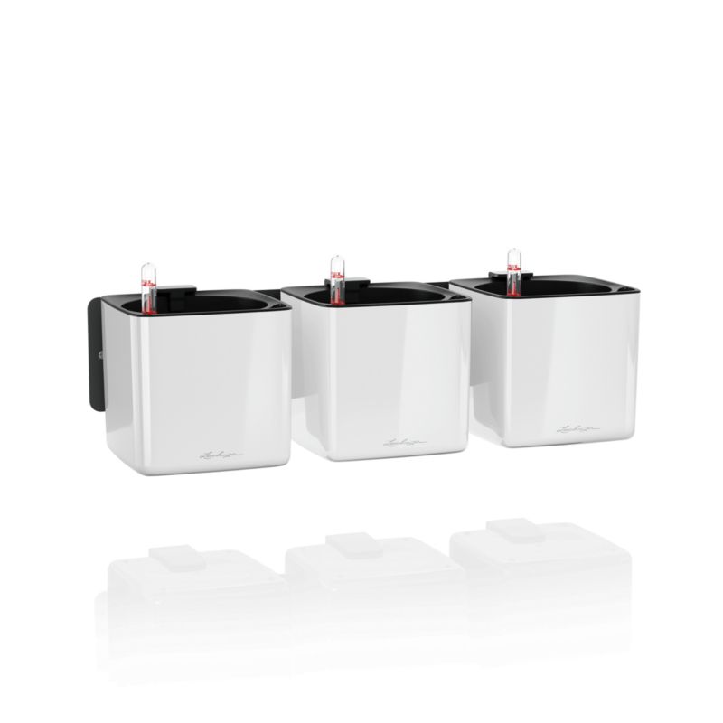 Doniczka Lechuza Ścienna CUBE Glossy Home Kit Biały Połysk 1 szt