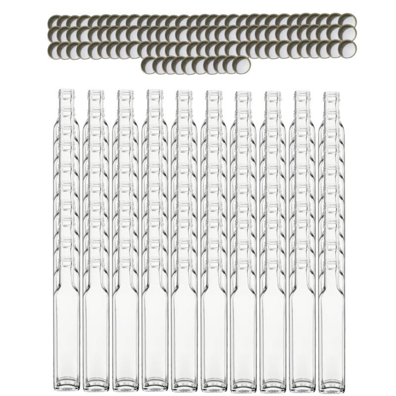 Butelki szklane MODO24 250 ml maraska kwadratowa na soki i oliwę fi 31 z nakrętkami 100 szt.