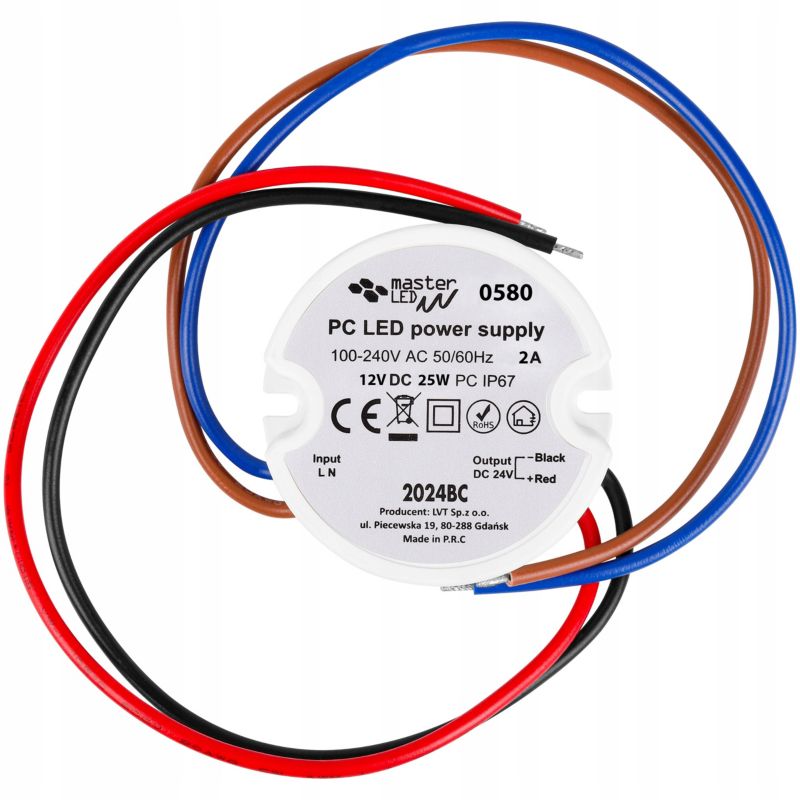 Zasilacz LED dopuszkowy MasterLED PC 12V 25W 2A IP67 50x41x23 mm 1 szt.