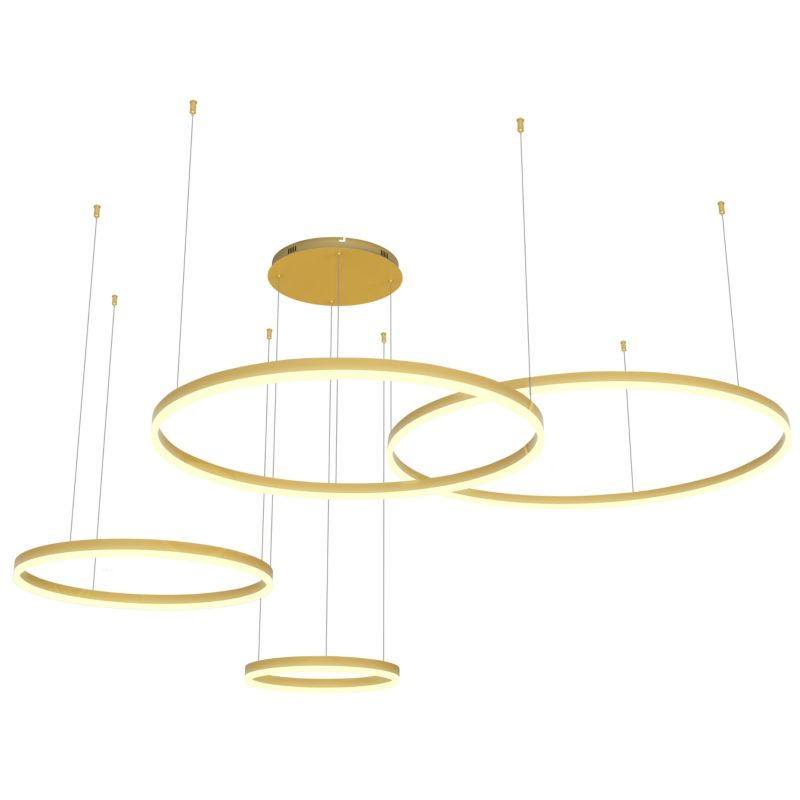 Żyrandol LED XUDO Mundo 119W 3000-6500K pilot ściemnianie 4 pierścienie złoty wiszący 1 szt.