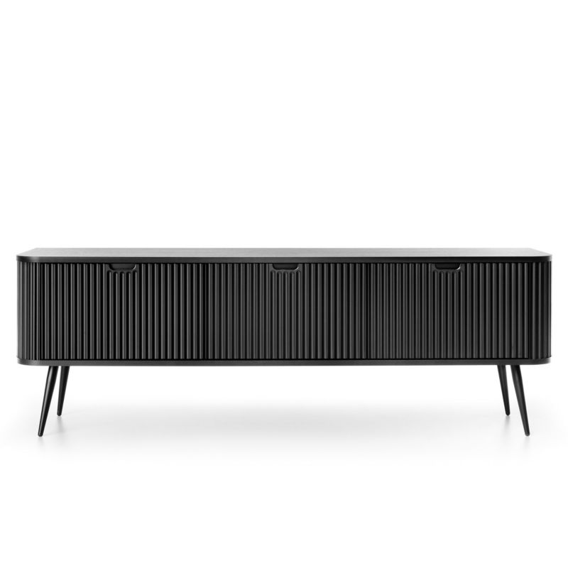 Szafka rtv trzydrzwiowa Bettso Zova 168 cm na czarnych nogach czarny 1szt.