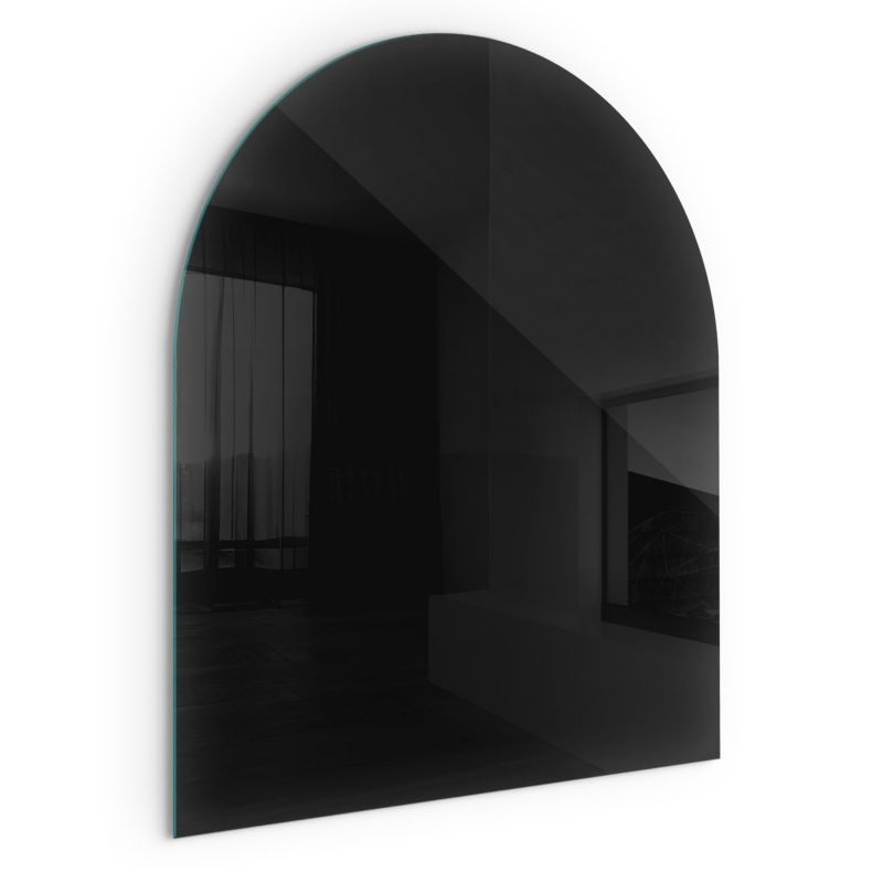 Szklana Podkładka Pod Kominek Półowalny Wallfluent 80x70 cm Głęboki grafitowy 1 szt.