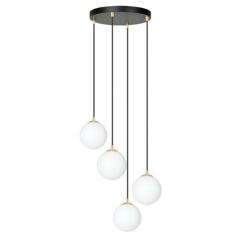 Lampa sufitowa wisząca Emibig Royal 9903 czarno-biała-złota kule 4xE14 x 10W 1 szt.