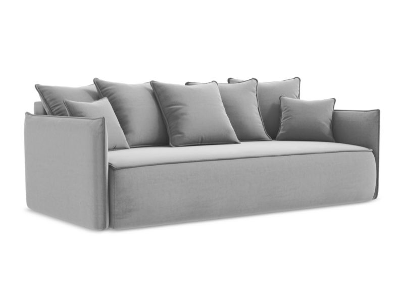 Kanapa 3-osobowa z funkcją spania LaMiaSofa GARDA z tkaniny welwetowej 225x105 cm szary 1 szt.
