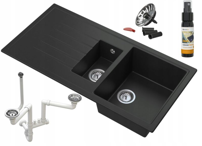 Zlewozmywak Granitowy Kuchenny Granitan Solaris z Syfonem 1kpl.