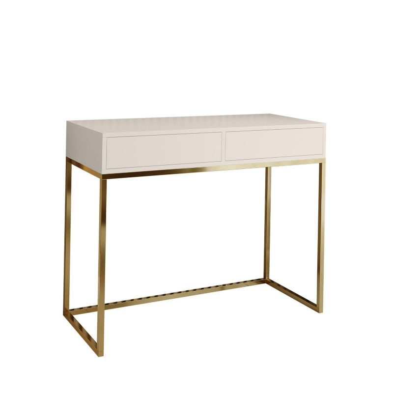 Toaletka z szufladami Bettso Cubic 100 cm w loftowym stylu na złotym stelażu kaszmir 1szt.