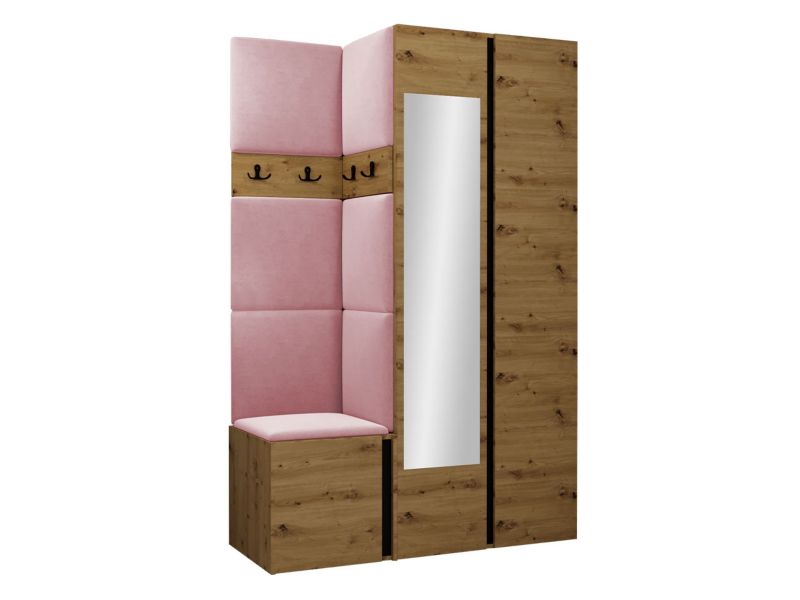 Garderoba MIRJAN 24 Orion XXVI dąb artisan/czarny + różowy 1 kpl.