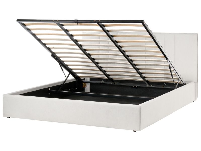 Łóżko z pojemnikiem Tarascon 180 x 200 cm Jasnobeżowy 1 szt.