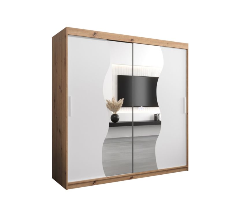 Szafa przesuwna Garderoba Abiks MADRYT 200 dąb artisan + biały mat 1 szt.