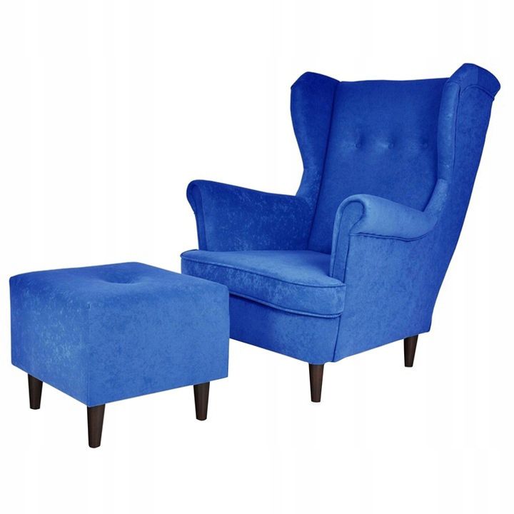 Fotel uszak do salonu z podnóżkiem Family Meble ARI niebieski 1szt