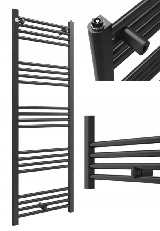 Grzejnik Łazienkowy Granitan Puerto 140/50cm Czarny Kaloryfer Drabinkowy 1kpl.