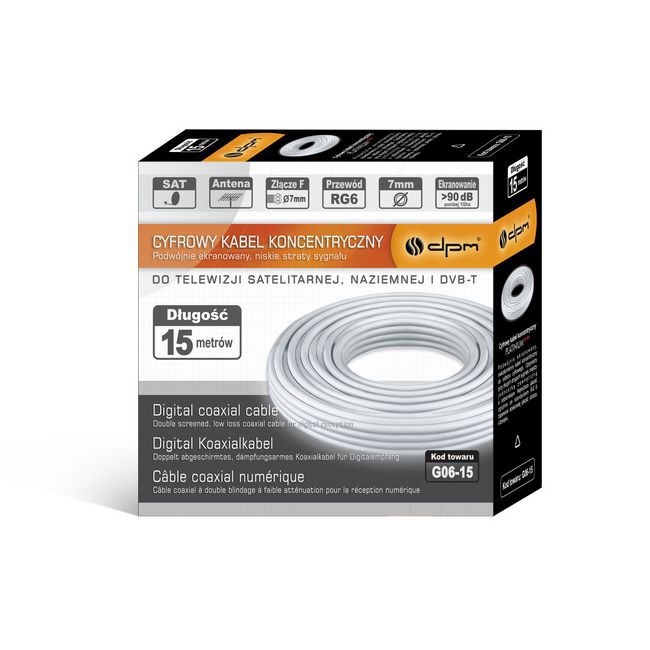 Kabel koncentryczny RG6U DPM Solid Lava 15 m