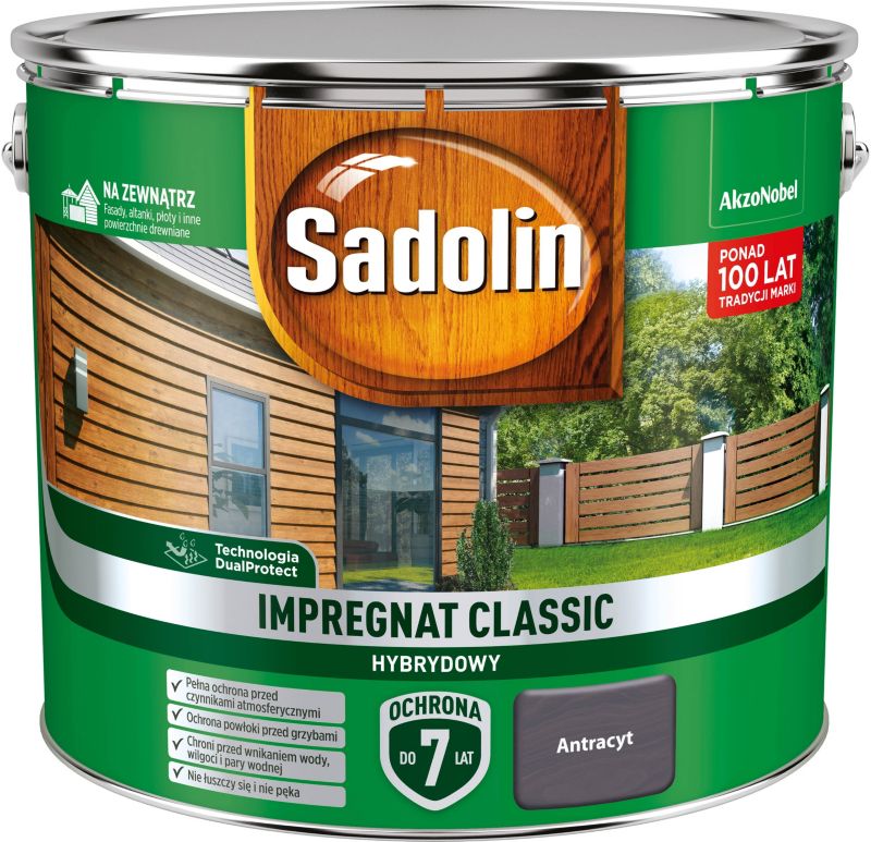 Impregnat do drewna Sadolin Hybrydowy antracyt 9 l