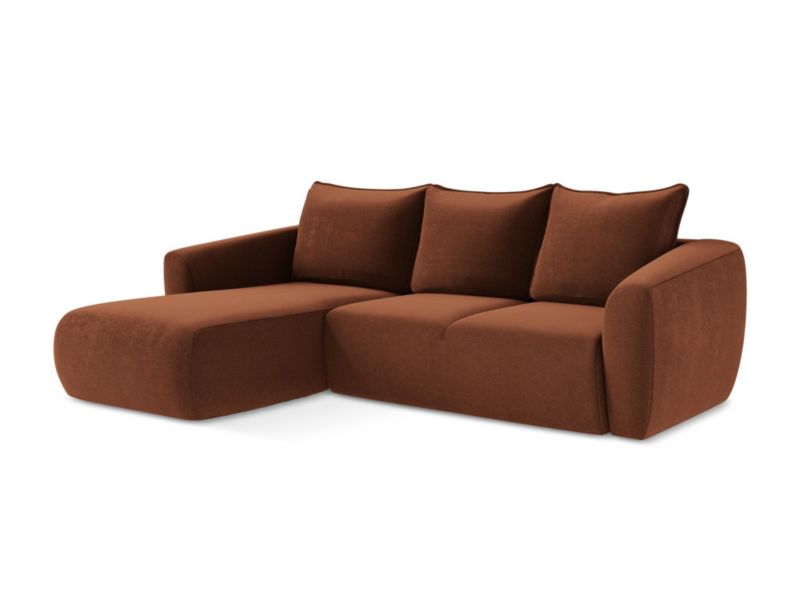 Narożnik lewostronny z funkcją spania LaMiaSofa PISA z tkaniny strukturalnej 255x165 cm terakota 1 szt.