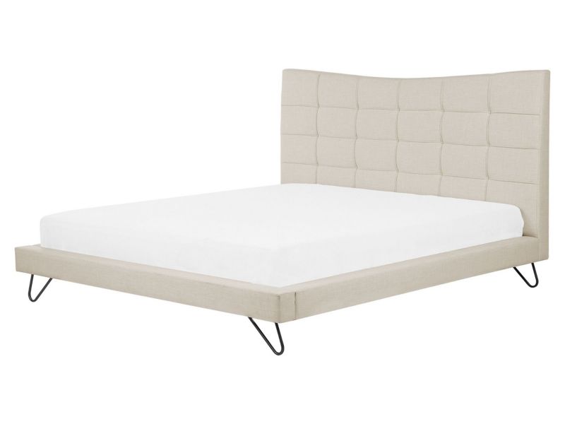 Łóżko tapicerowane 160 x 200 cm beżowe Lannion 1 szt.
