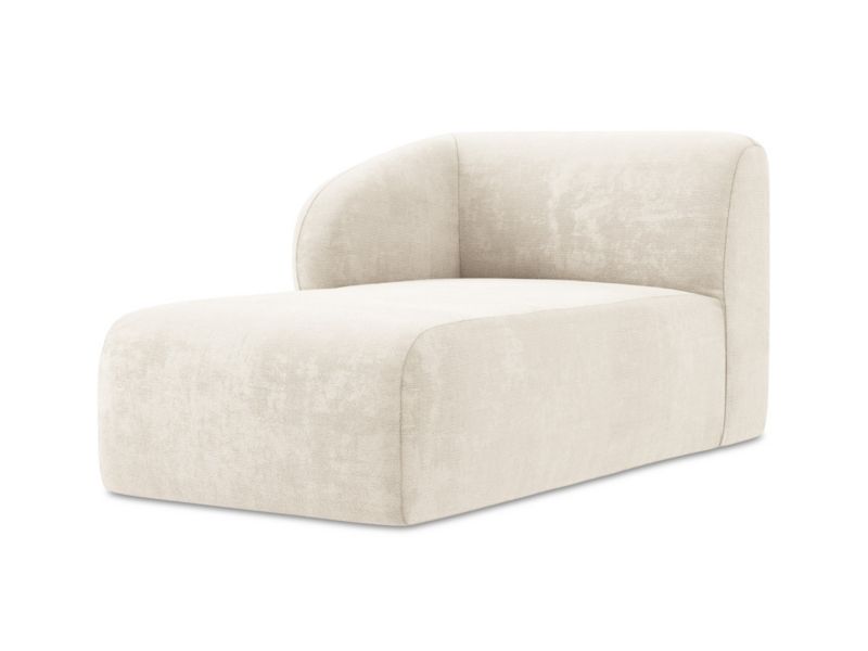 Szezlong lewostronny LaMiaSofa CERVO z tkaniny szenilowej 91x166 cm jasny beż 1 szt.