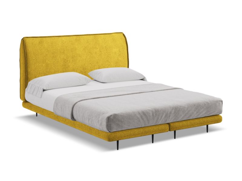 Łóżko LaMiaSofa Halia z tkaniny szenilowej 160x200 musztardowy 1 szt.