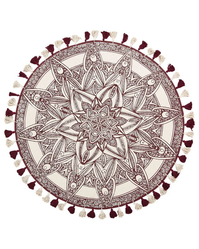 Dywan okrągły bawełniany orientalny nadruk 120 cm kremowo-czerwony Oltu 1 szt.