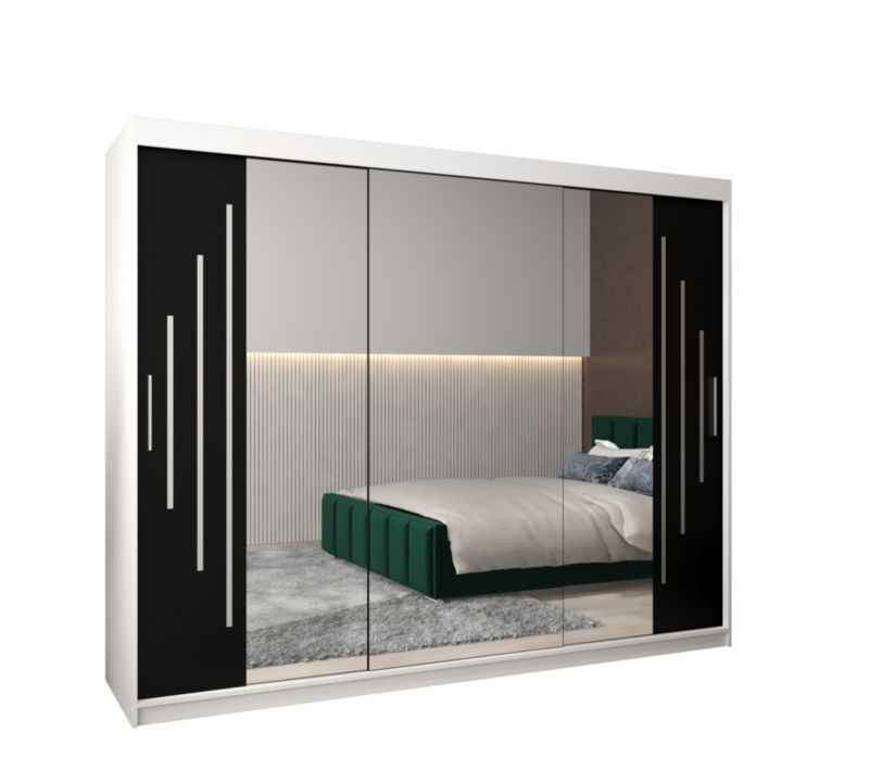 Szafa przesuwna Garderoba Abiks YORK 2 250 biały/czarny 1 szt.