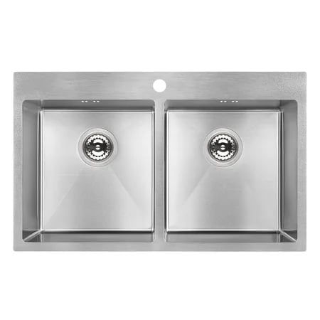 Zlewozmywak stalowy Laveo Marmara 78x48 cm, 2-komorowy, inox, wpuszczany, 1 szt.