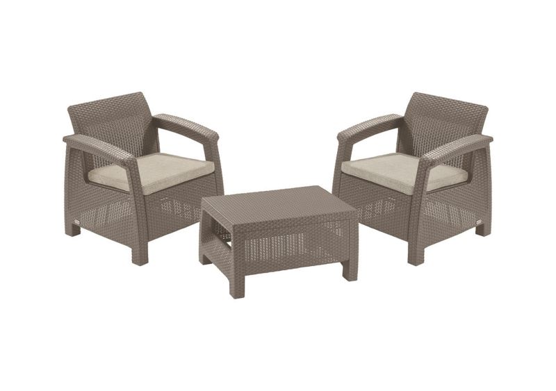 Zestaw Mebli ogrodowych Keter Corfu Weekend 2-osobowy Cappucino, 1 kpl.