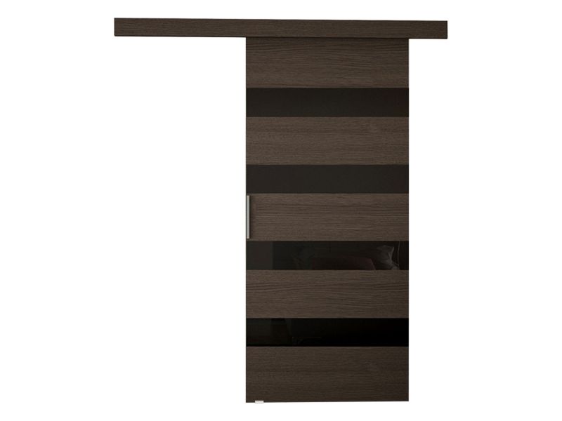 Drzwi przesuwne wewnętrzne MIRJAN 24 Rubi V 70 + samodomykacz choco + czarny lacobel 1 kpl.