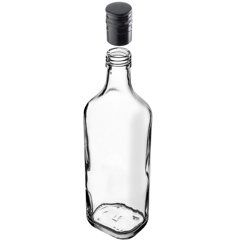 Butelka szklana KADAX na whisky z długą czarną zakrętką 500ml 10 szt.