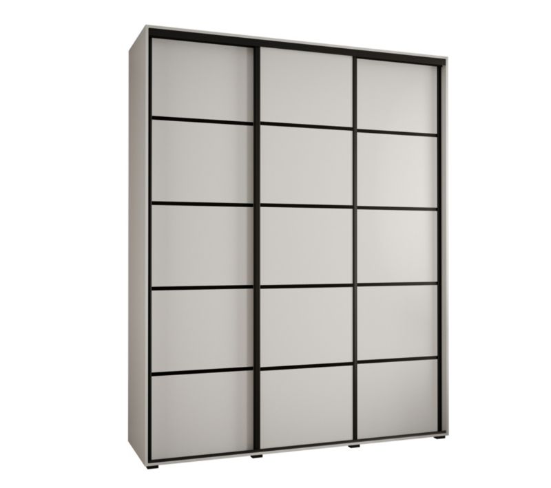 Szafa przesuwna Abiks DAVOS 4 wysoka szer.200cm gł.45cm biały/biały/czarny 1szt.