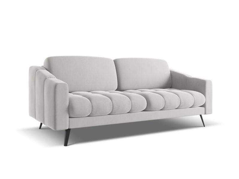 Kanapa 3-osobowa LaMiaSofa ROMA z tkaniny welwetowej 202x95 cm srebrny 1 szt.