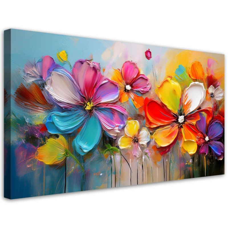 Obraz na płótnie Feeby Abstrakcja Pastelowe Kolorowe Kwiaty 120x60cm 1szt