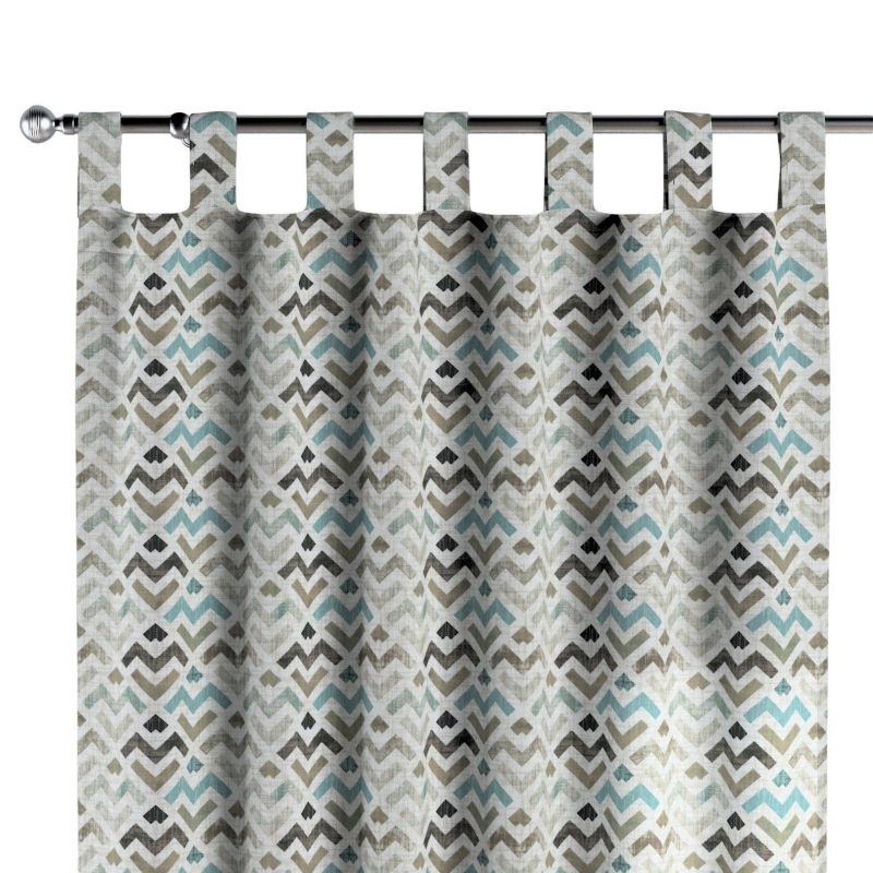 Zasłona na szelkach 1 szt. 130 x 260 cm Dekoria wzór geometryczny w odcieniach pastelowego błękitu i beżu na jasnym tle 1 szt.