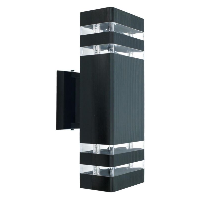 Kinkiet ścienny zewnętrzny IdeaLED Vela czarno-przezroczysty 2 x GU10 x 30W IP54 wym: 30 x 11 x 13 cm - 1 szt.