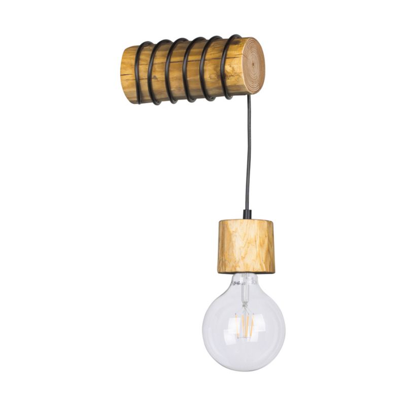 Drewniany Kinkiet SPOT Light Trabo 1xE27 Max.25W Drewno Sosnowe Brązowe FSC, Polski Producent, 1szt.