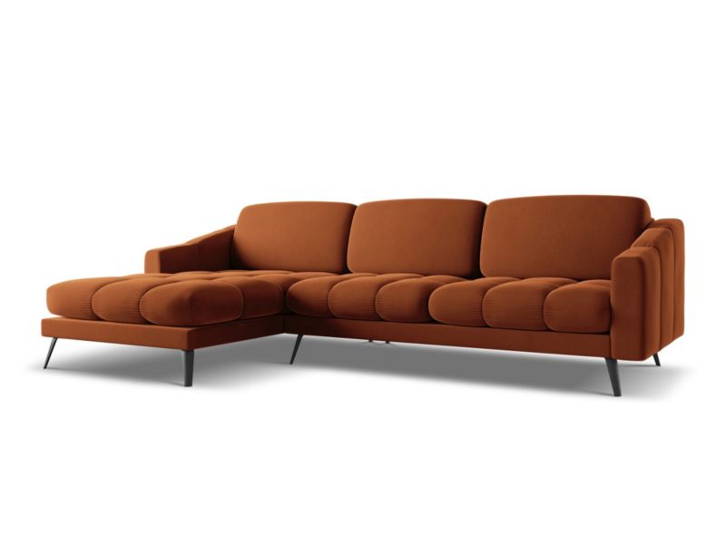 Narożnik lewostronny LaMiaSofa ROMA z tkaniny welwetowej 264x160 cm terakota 1 szt.