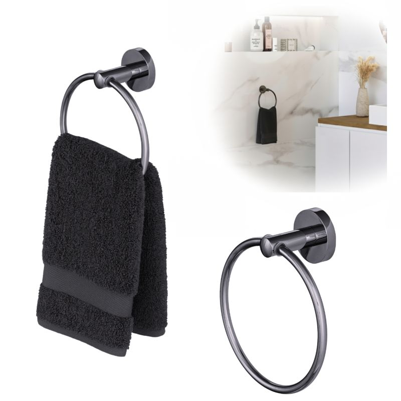 Uchwyt Na Ręcznik Wieszak Okrągły Łazienkowy Gunmetal Kivo Granitan 1 szt.