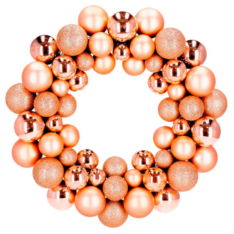 Wianek świąteczny z bombek Springos dekoracyjny wieniec na drzwi 34 cm stroik, złoty 1 szt.