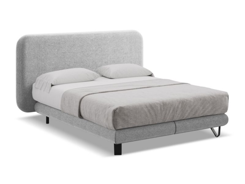 Łóżko LaMiaSofa Ilima z tkaniny szenilowej 140x200 jasny szary 1 szt.