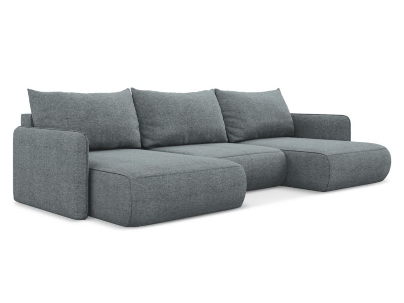 Sofa panoramiczna z funkcją spania LaMiaSofa PALERMO z tkaniny szenilowej 290x148 cm jeans 1 szt.