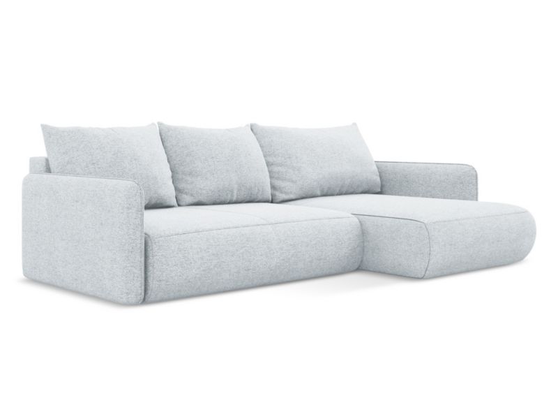 Narożnik prawostronny z funkcją spania LaMiaSofa PALERMO z tkaniny szenilowej 240x148 cm jasny niebieski 1 szt.