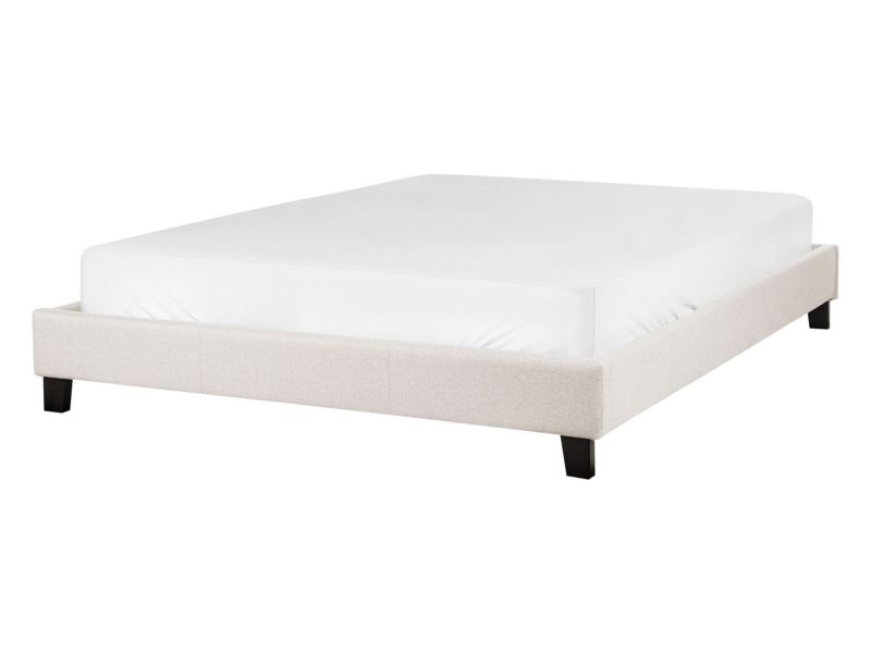 Łóżko tapicerowane ze stelażem jasnobeżowe 140 x 200 cm Roanne 1 szt.