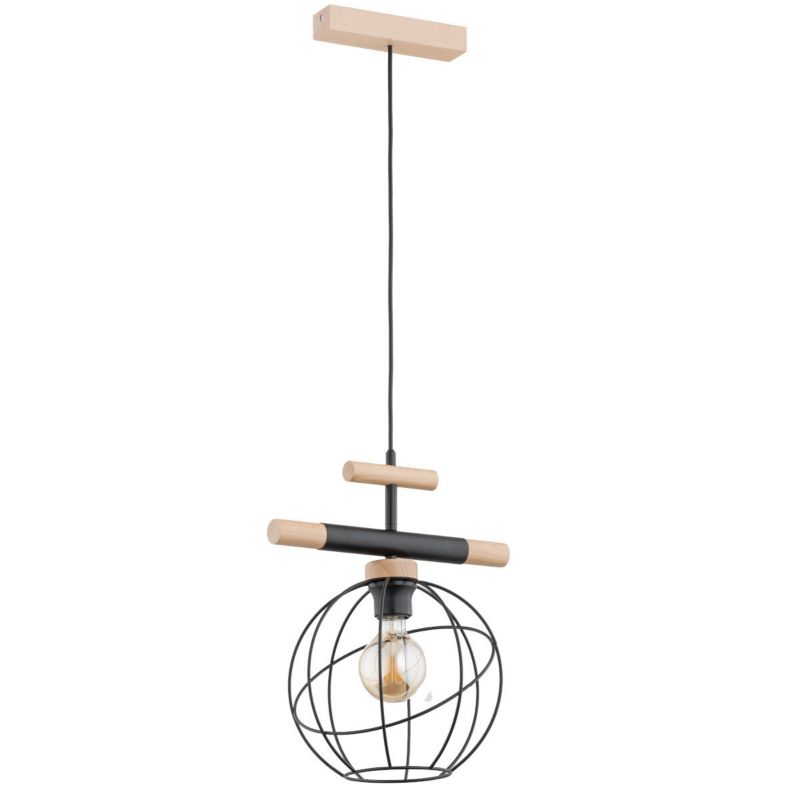 Lampa wisząca Alfa Trendy jasne drewno-czarna wym: 90 x 32 x 25 cm 1xE27 x 15W 1 szt.