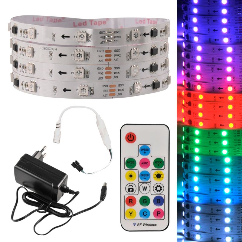 Zestaw taśma LED Sanico Goldlux 12V 12W 60 LED 2m RGB 108 funkcji, zasilacz kontroler pilot IP20-zasilacz/IP20 - taśma - 1 szt.
