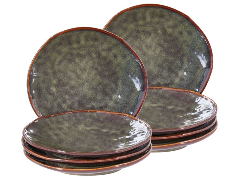 Zestaw 8 małych talerzy Thyme Kamionka Ciemnozielony 1 kpl