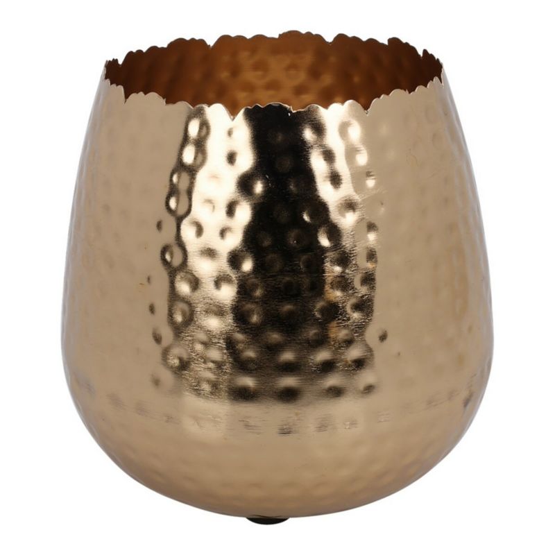 Wazon Metalowy EDANTI Zdobiony Dekoracyjny Waza Na Kwiaty 18X18 cm Złoty 1 szt.